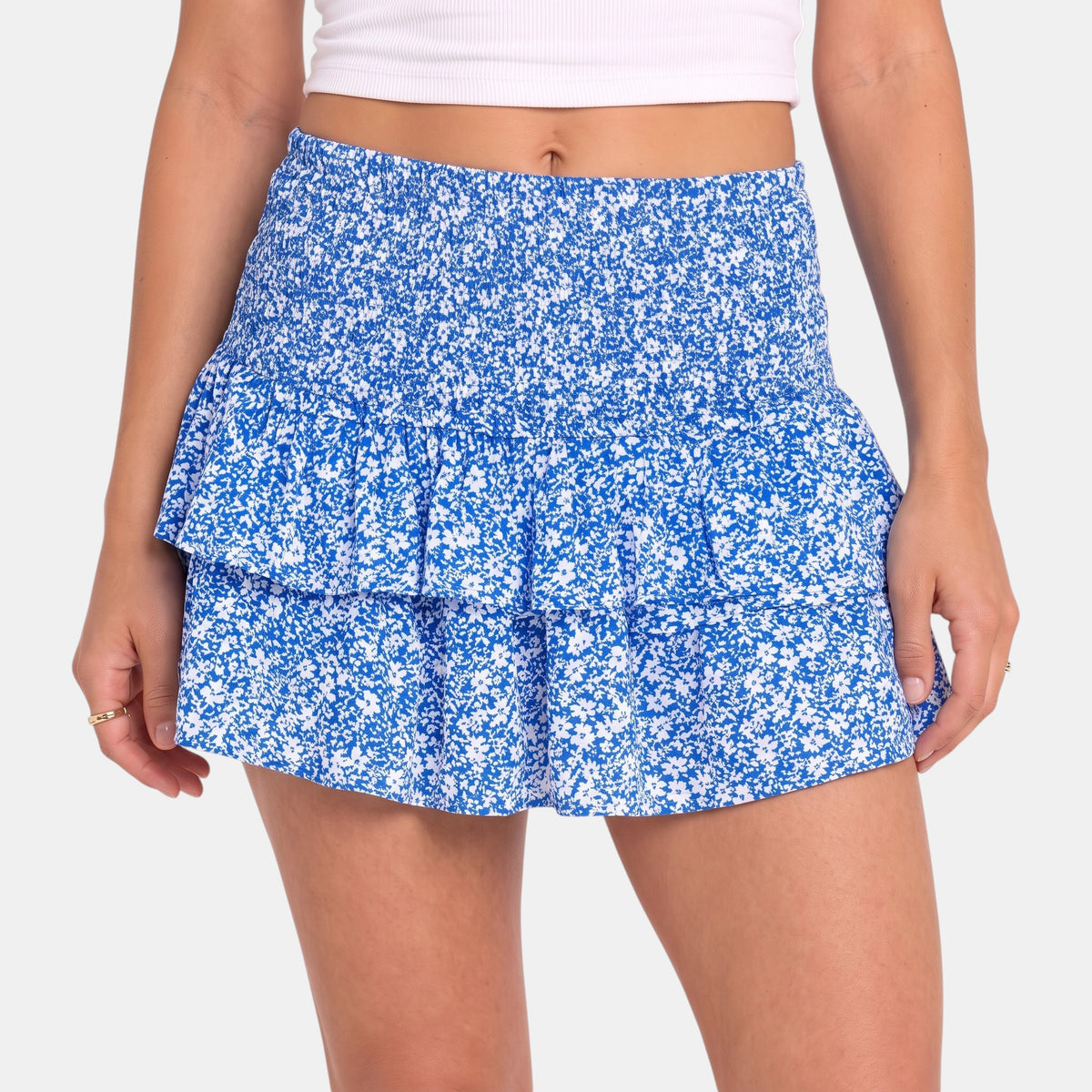Mini-jupe pour femme taille haute avec ourlet à volants