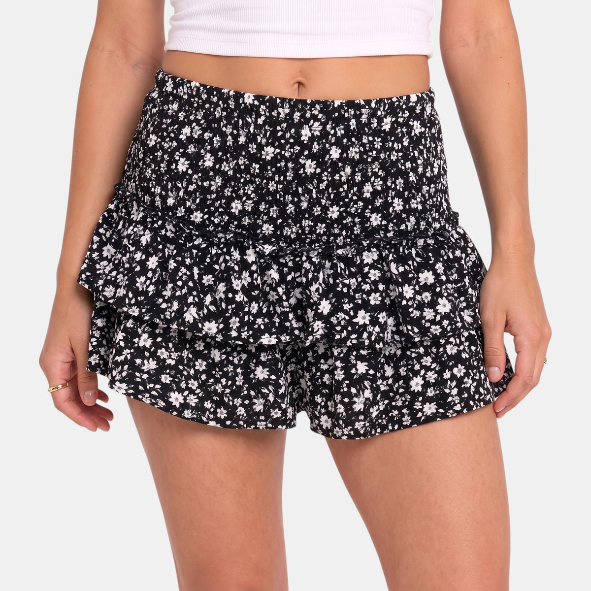 Mini-jupe pour femme taille haute avec ourlet à volants