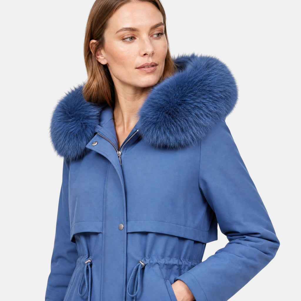 Women's Parka Coat with Hood and Faux Fur Collar
