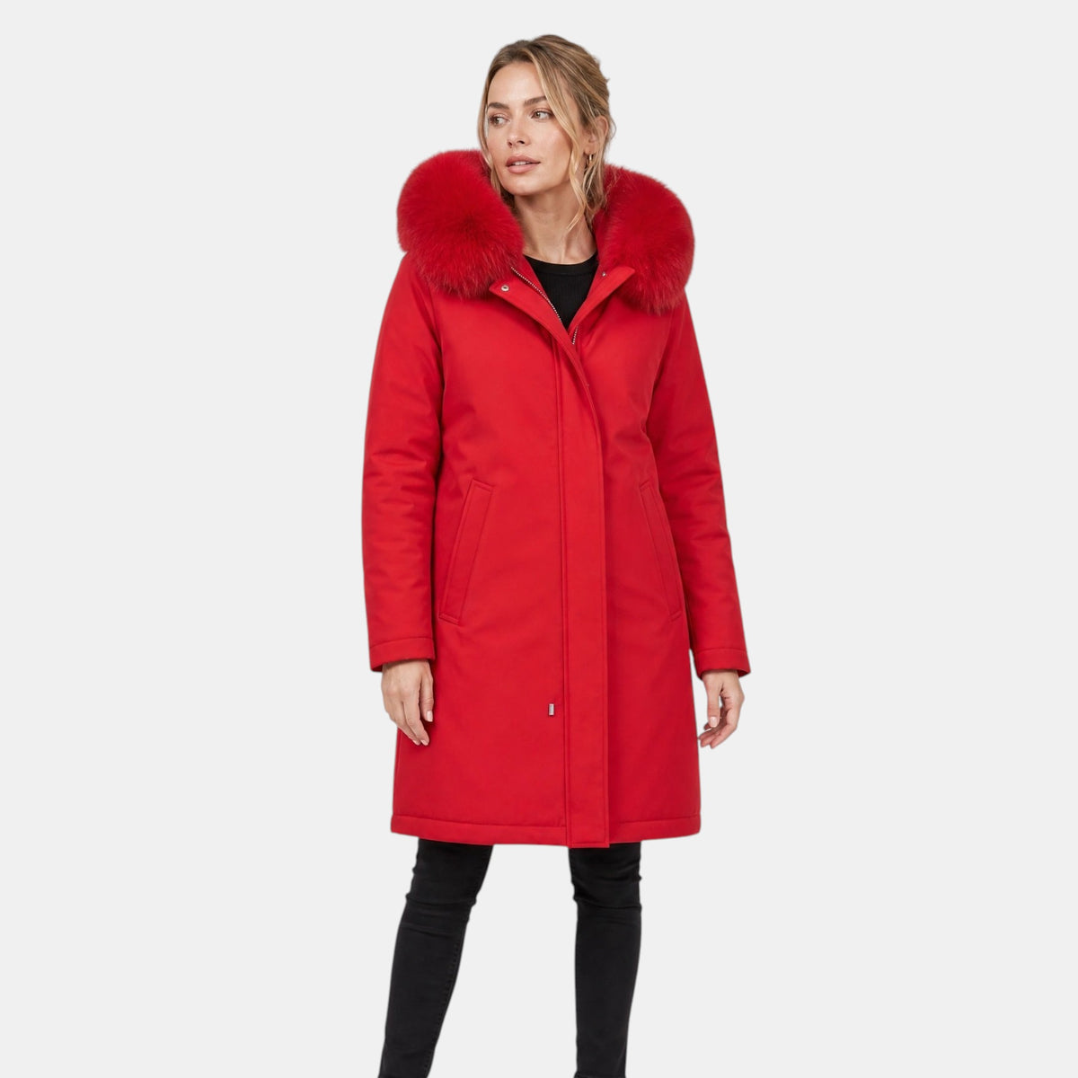 Parka pour femme avec capuche et col en fausse fourrure