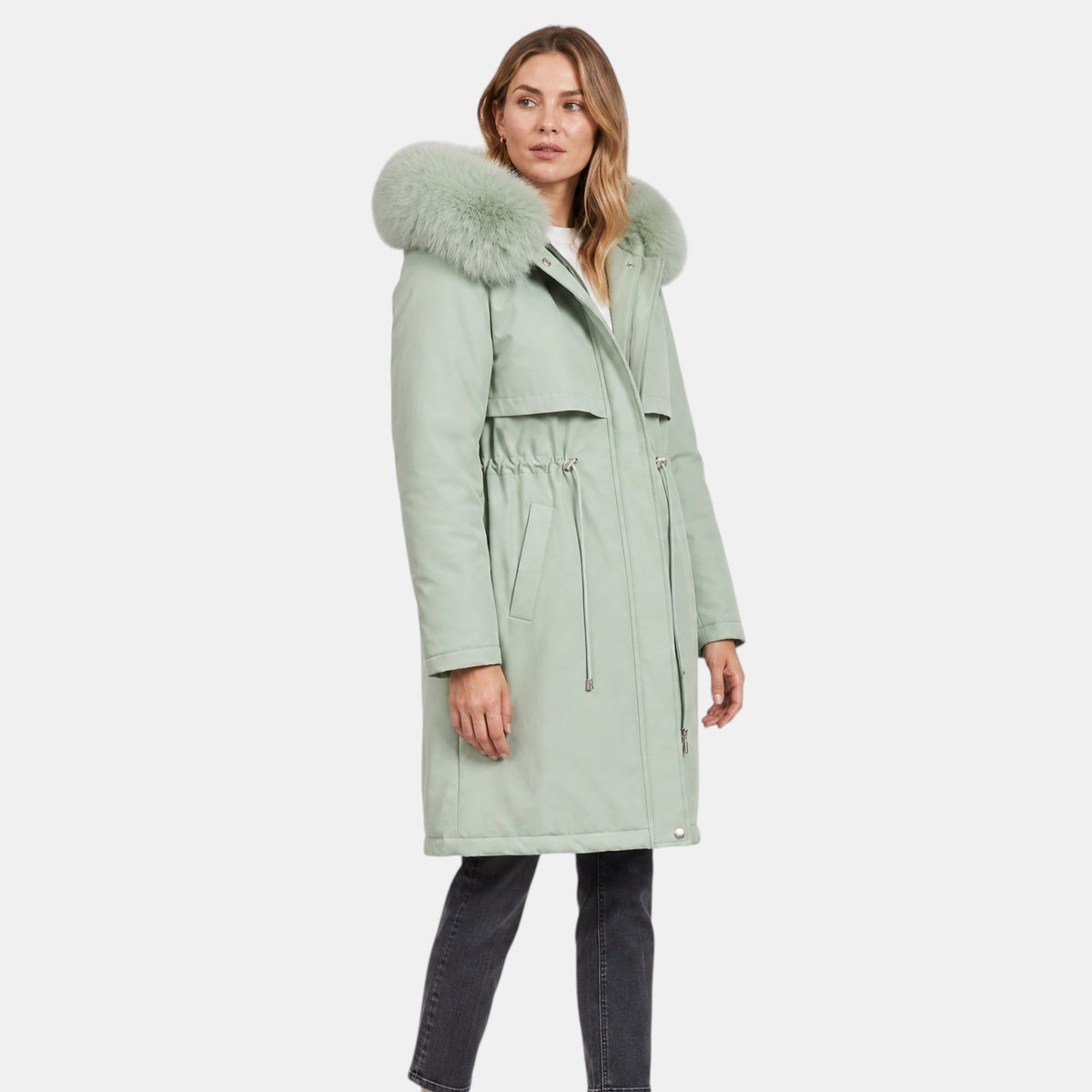 Parka pour femme avec capuche et col en fausse fourrure