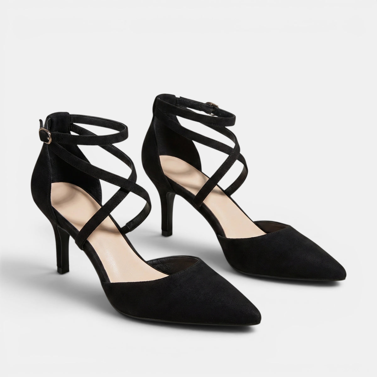 Chaussures pointues pour femmes avec bride de cheville à boucle et talon aiguille