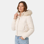 Women's Puffer Jacket with Zip Front and Hood