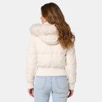Women's Puffer Jacket with Zip Front and Hood