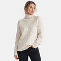 Women's Roll Neck Jumper with Cable Knit Design and Long Sleeves