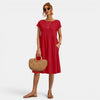 Robe midi à manches courtes pour femme, style de jour