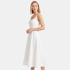 Robe midi trapèze sans manches à encolure carrée pour femme