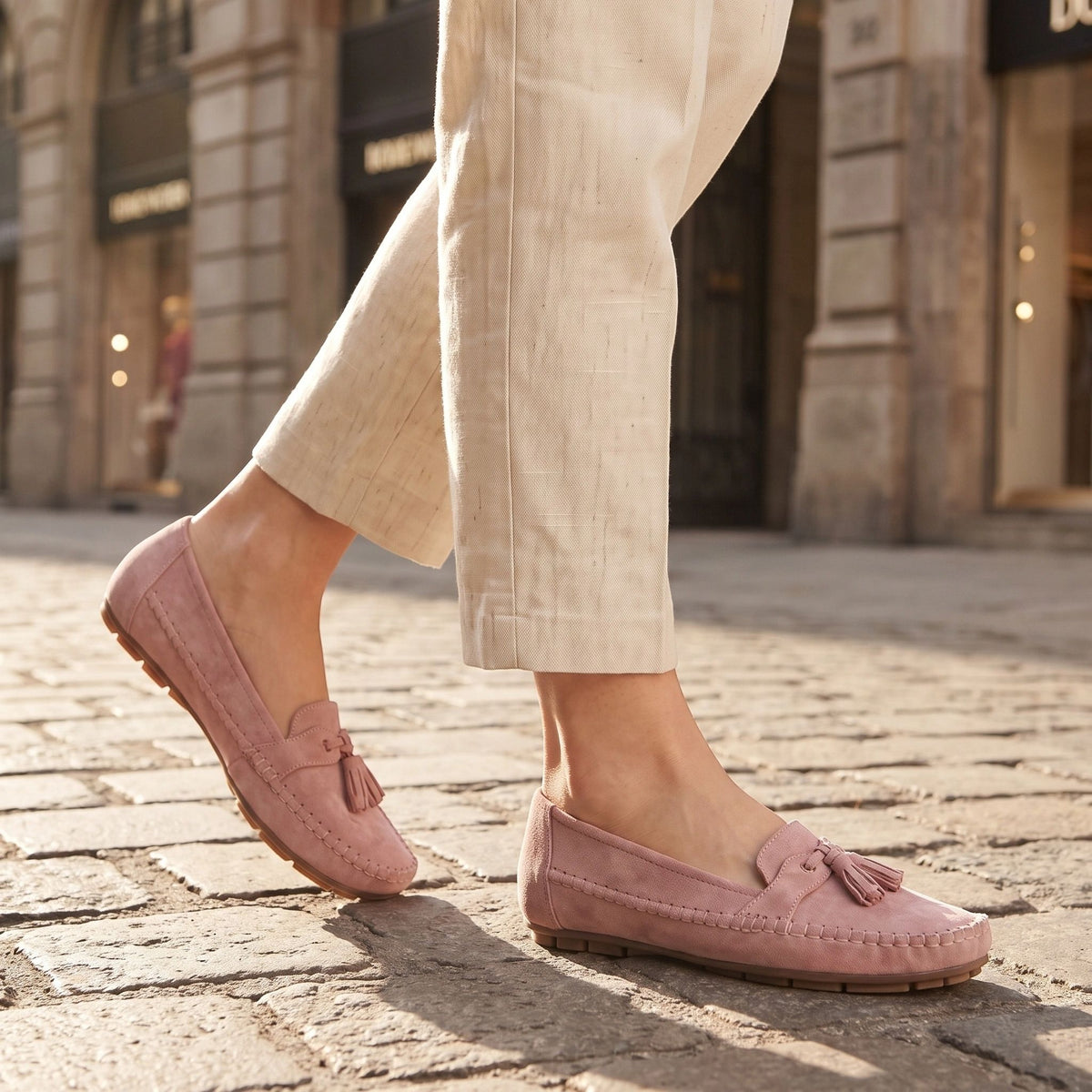 Mocassins pour femmes avec design à enfiler et détail pompon