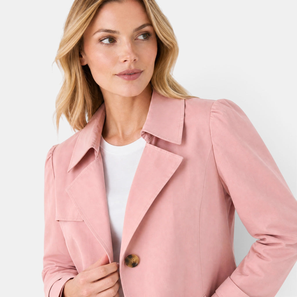 Trench-coat pour femme avec col classique, fermeture boutonnée et ceinture à la taille