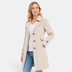 Trench-coat pour femme avec col classique, fermeture boutonnée et ceinture à la taille