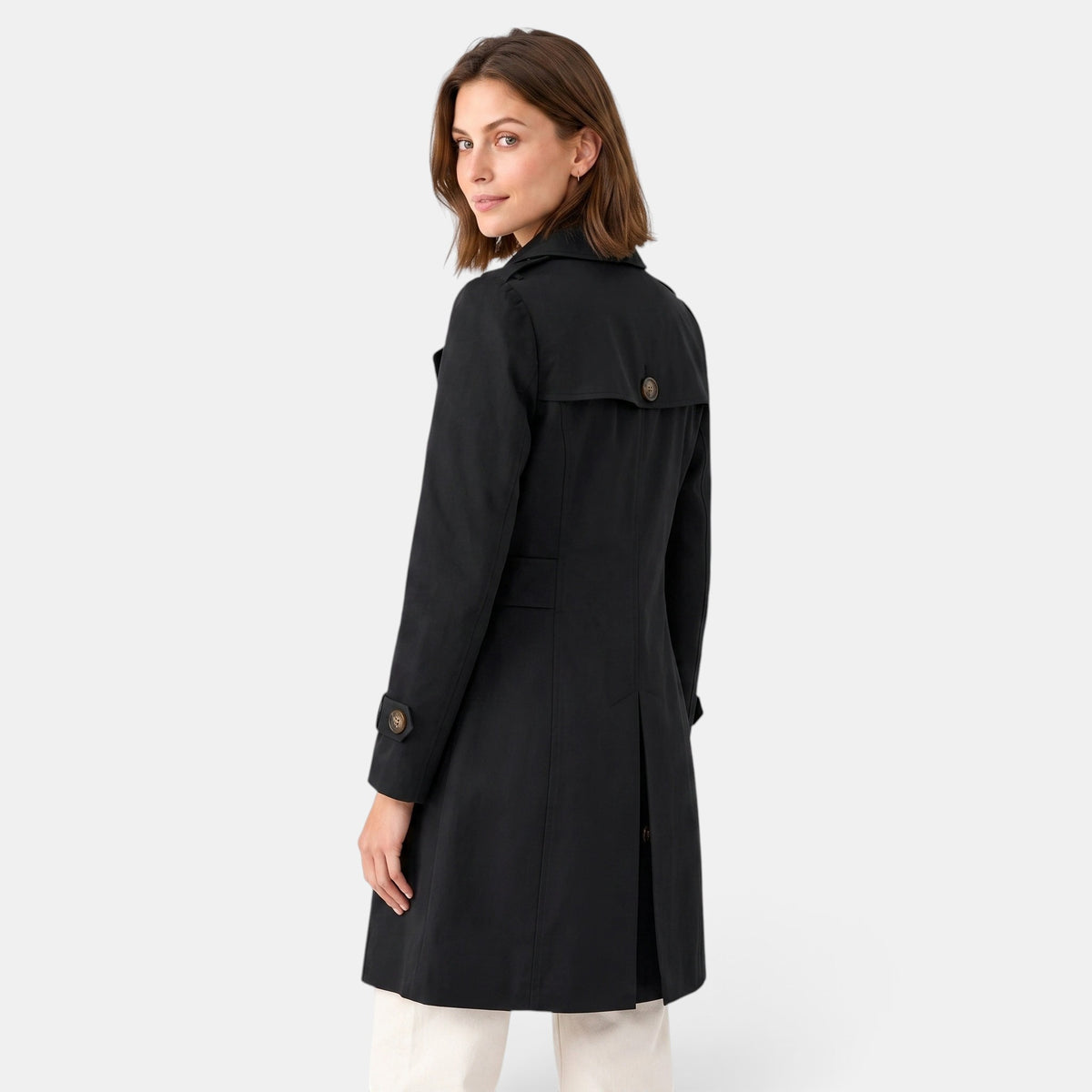 Trench-coat pour femme avec col classique, fermeture boutonnée et ceinture à la taille