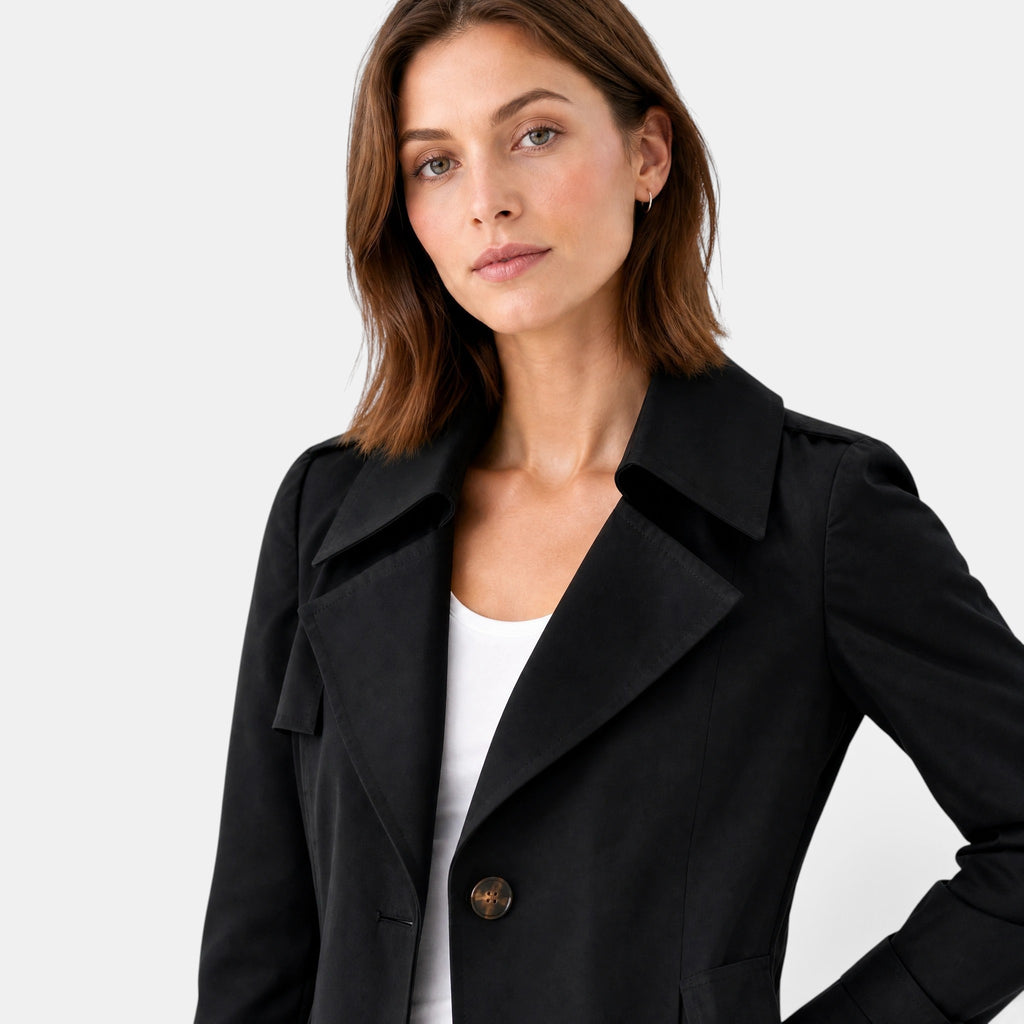 Trench-coat pour femme avec col classique, fermeture boutonnée et ceinture à la taille