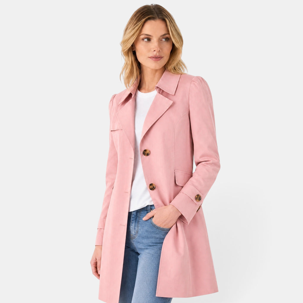 Trench-coat pour femme avec col classique, fermeture boutonnée et ceinture à la taille