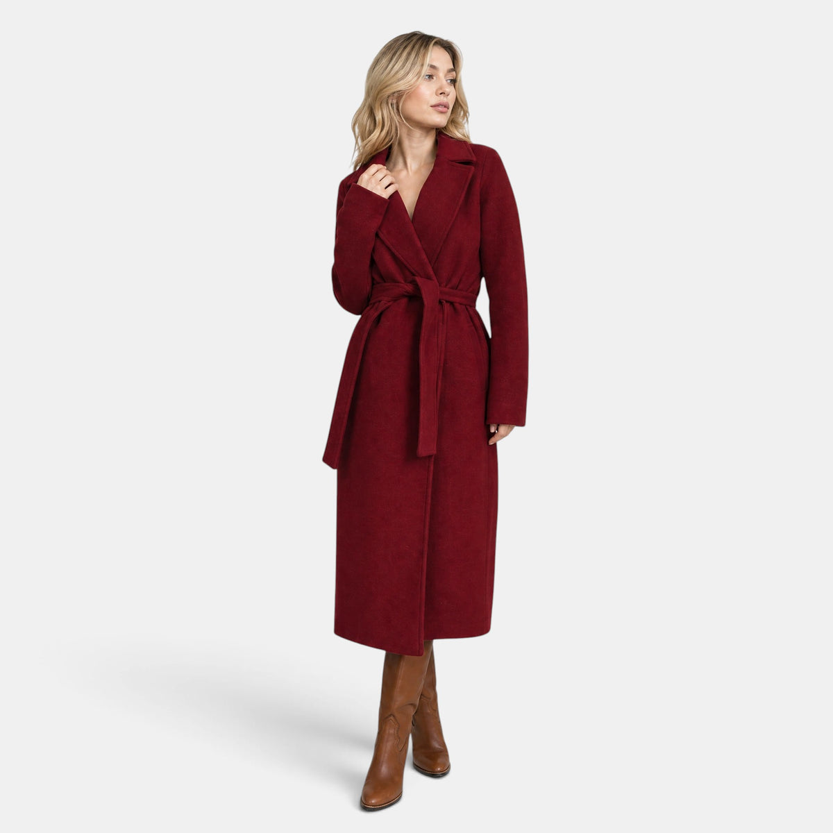 Trench-coat long pour femme avec ceinture à nouer