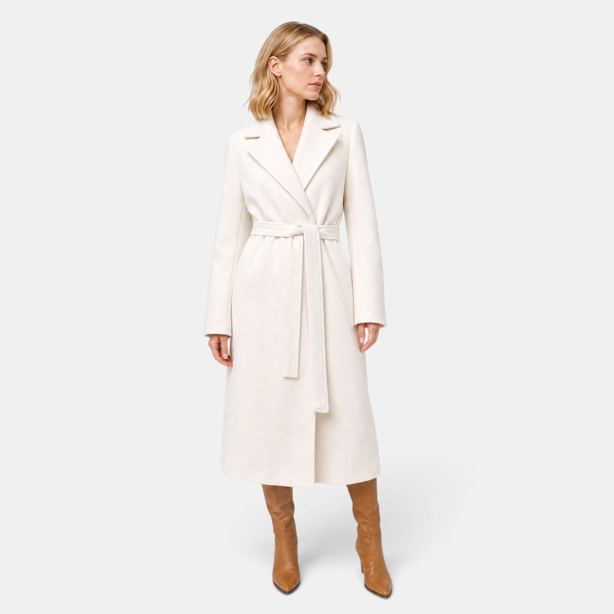 Trench-coat long pour femme avec ceinture à nouer