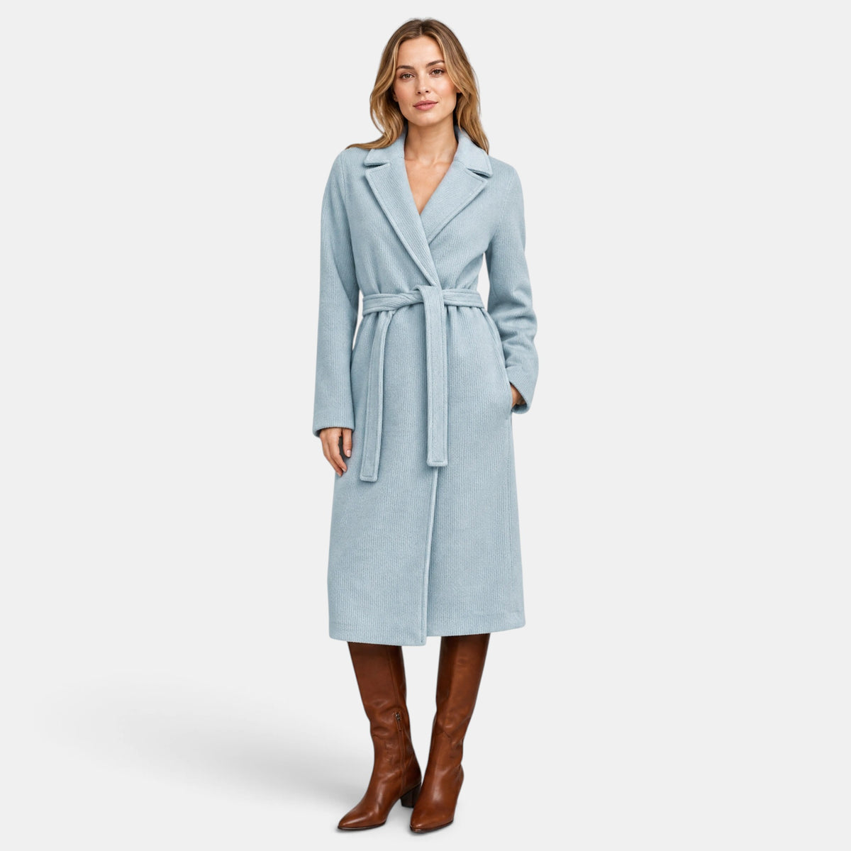 Trench-coat long pour femme avec ceinture à nouer