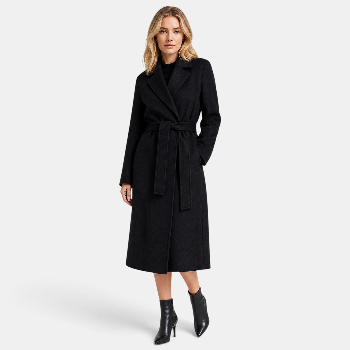 Trench-coat long pour femme avec ceinture à nouer