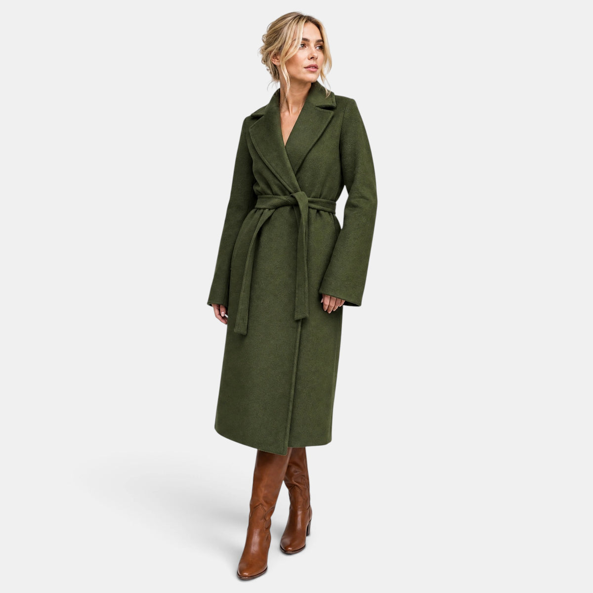 Trench-coat long pour femme avec ceinture à nouer