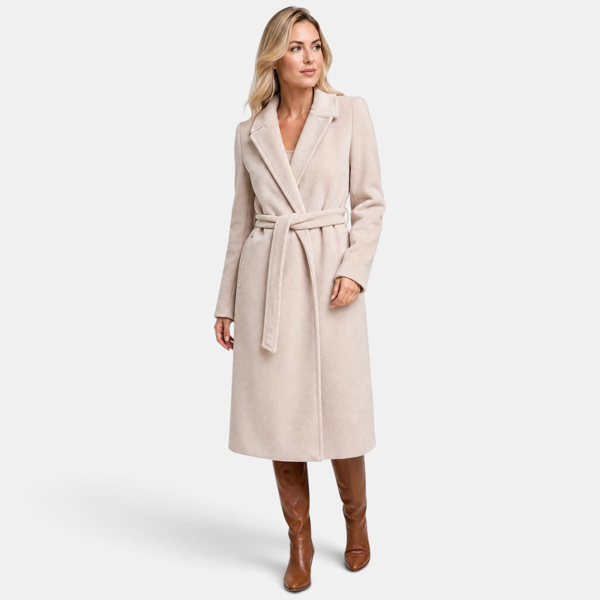 Trench-coat long pour femme avec ceinture à nouer