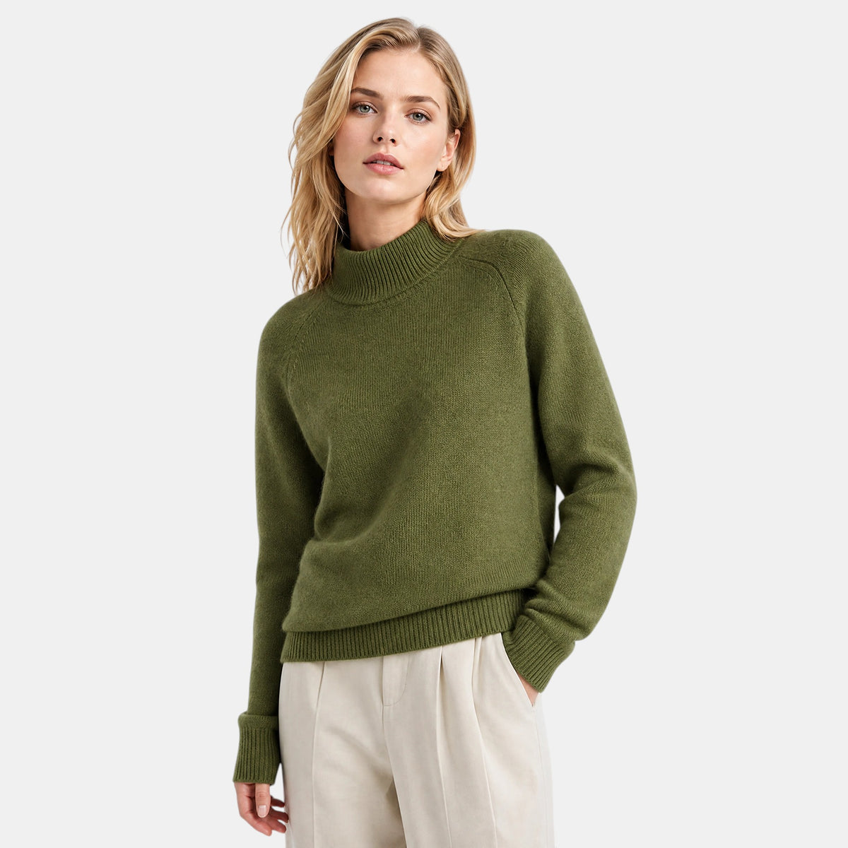 Pull à col roulé pour femme à manches longues