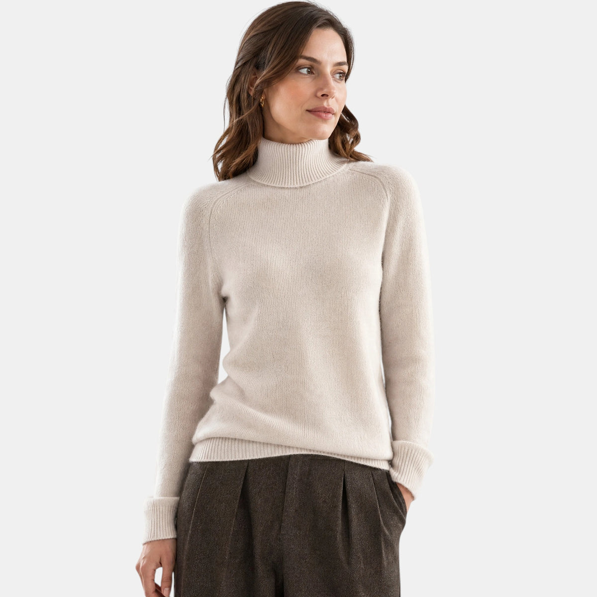 Pull à col roulé pour femme à manches longues