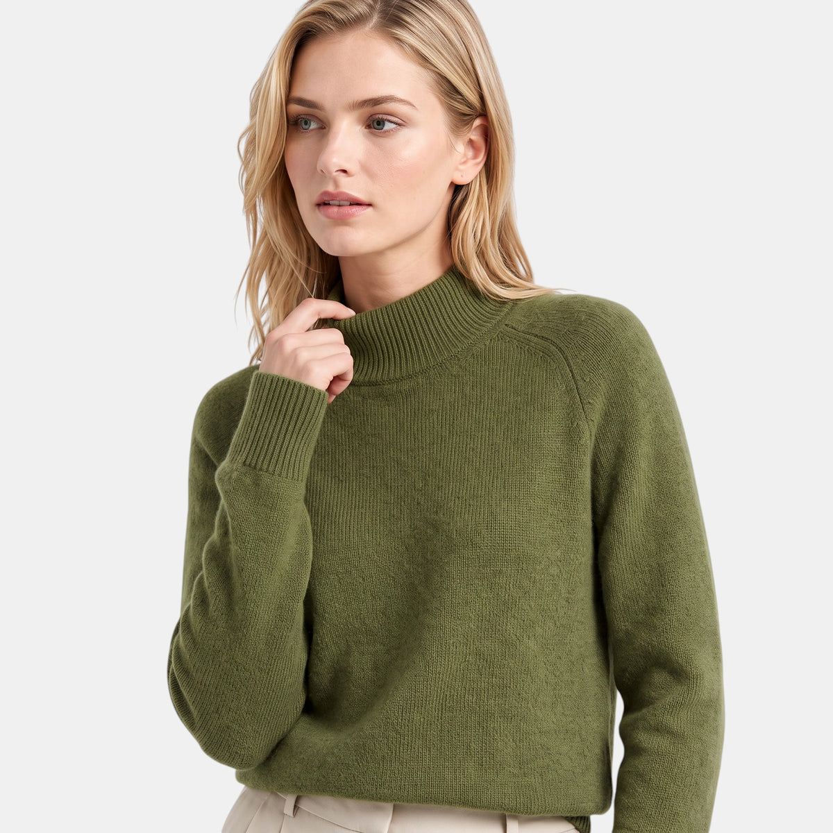 Pull à col roulé pour femme à manches longues