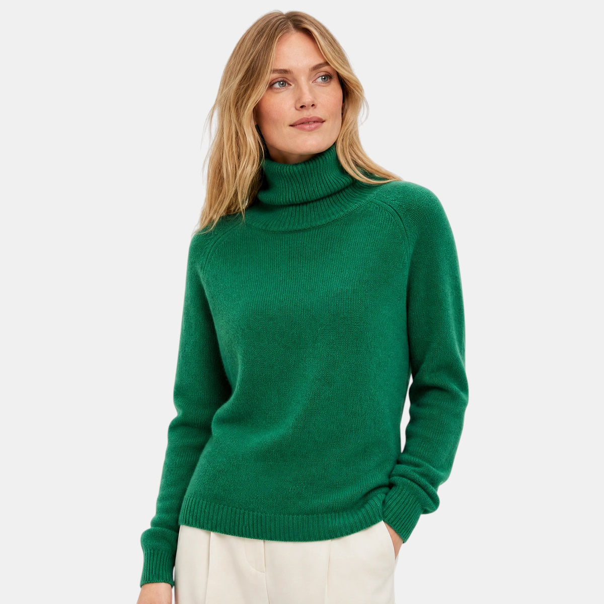 Pull à col roulé pour femme à manches longues