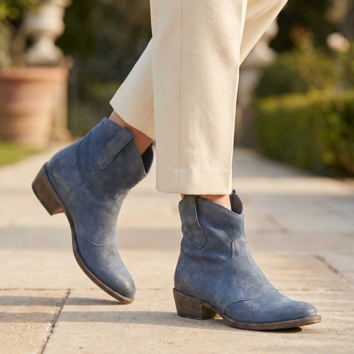 Bottines western pour femme avec languettes de tirage