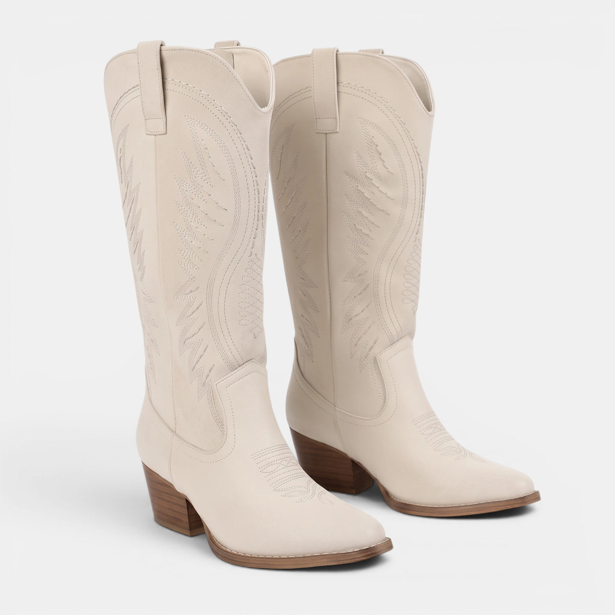 Bottes de cowboy western pour femmes avec détails brodés et talon carré