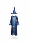 Costume d’Halloween de sorcier pour enfant avec robe et chapeau étoilés